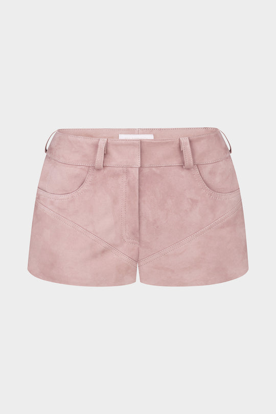 MILEY MINI SUEDE SHORTS IN DUST PINK