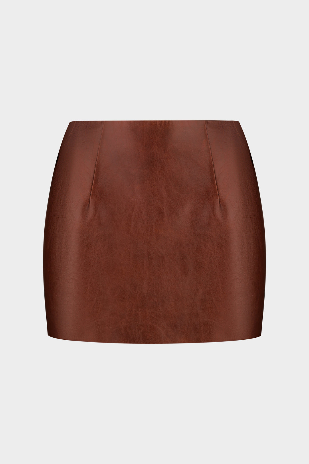 MACY LEATHER MINI SKIRT IN RUSSET BROWN