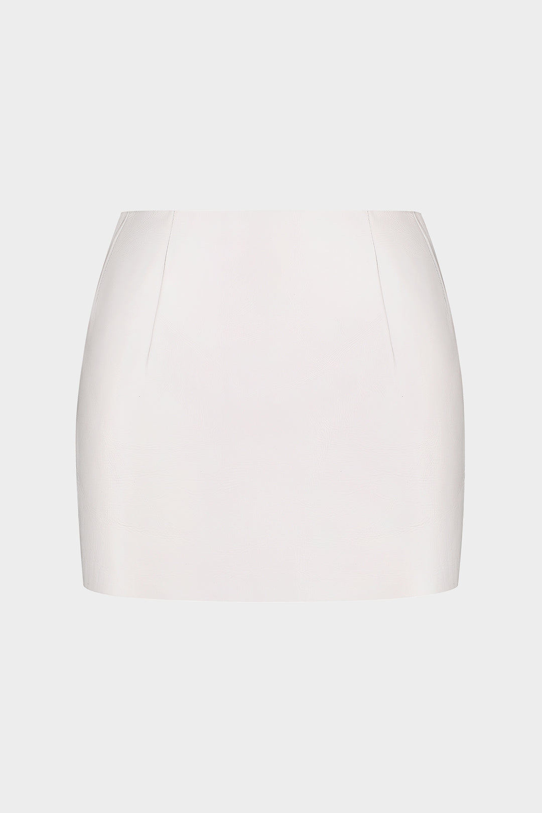 MACY LEATHER MINI SKIRT IN PEARL WHITE