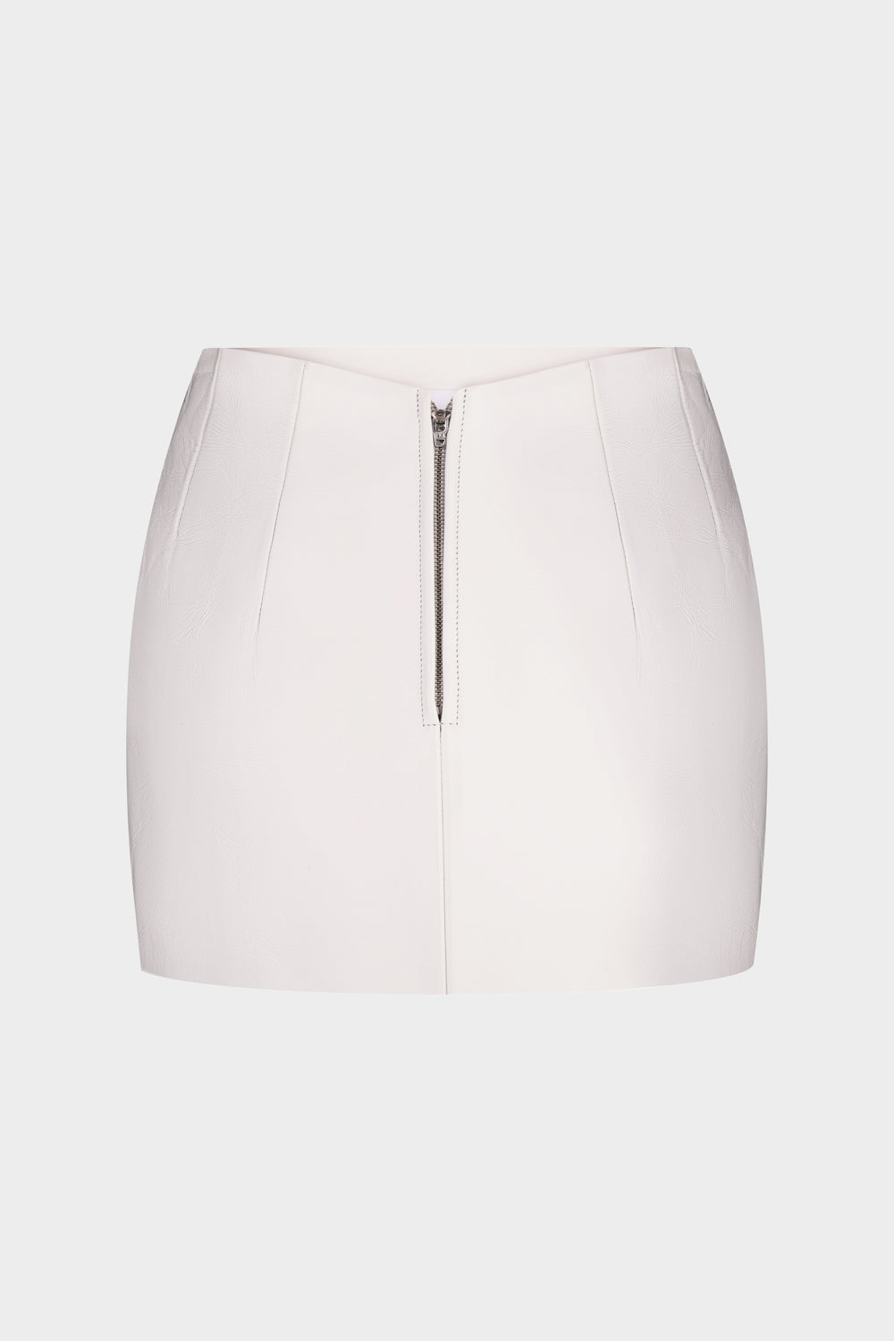 MACY LEATHER MINI SKIRT IN PEARL WHITE