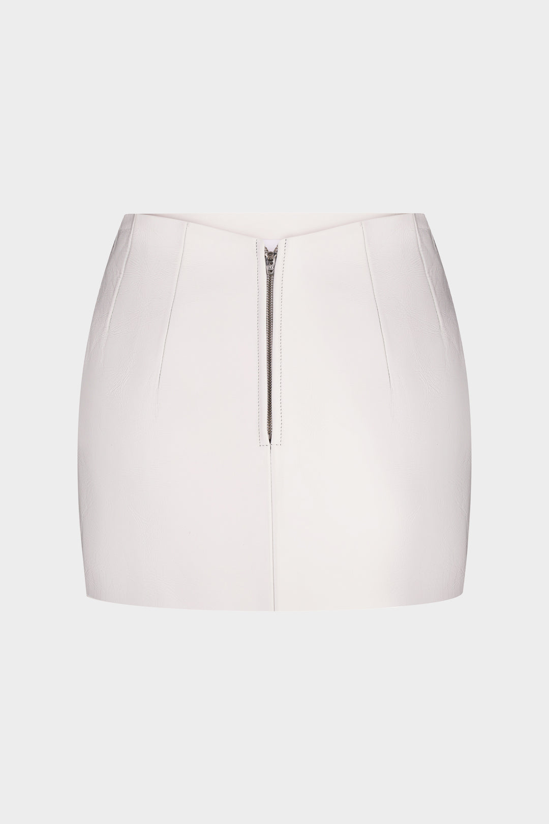 MACY LEATHER MINI SKIRT IN PEARL WHITE