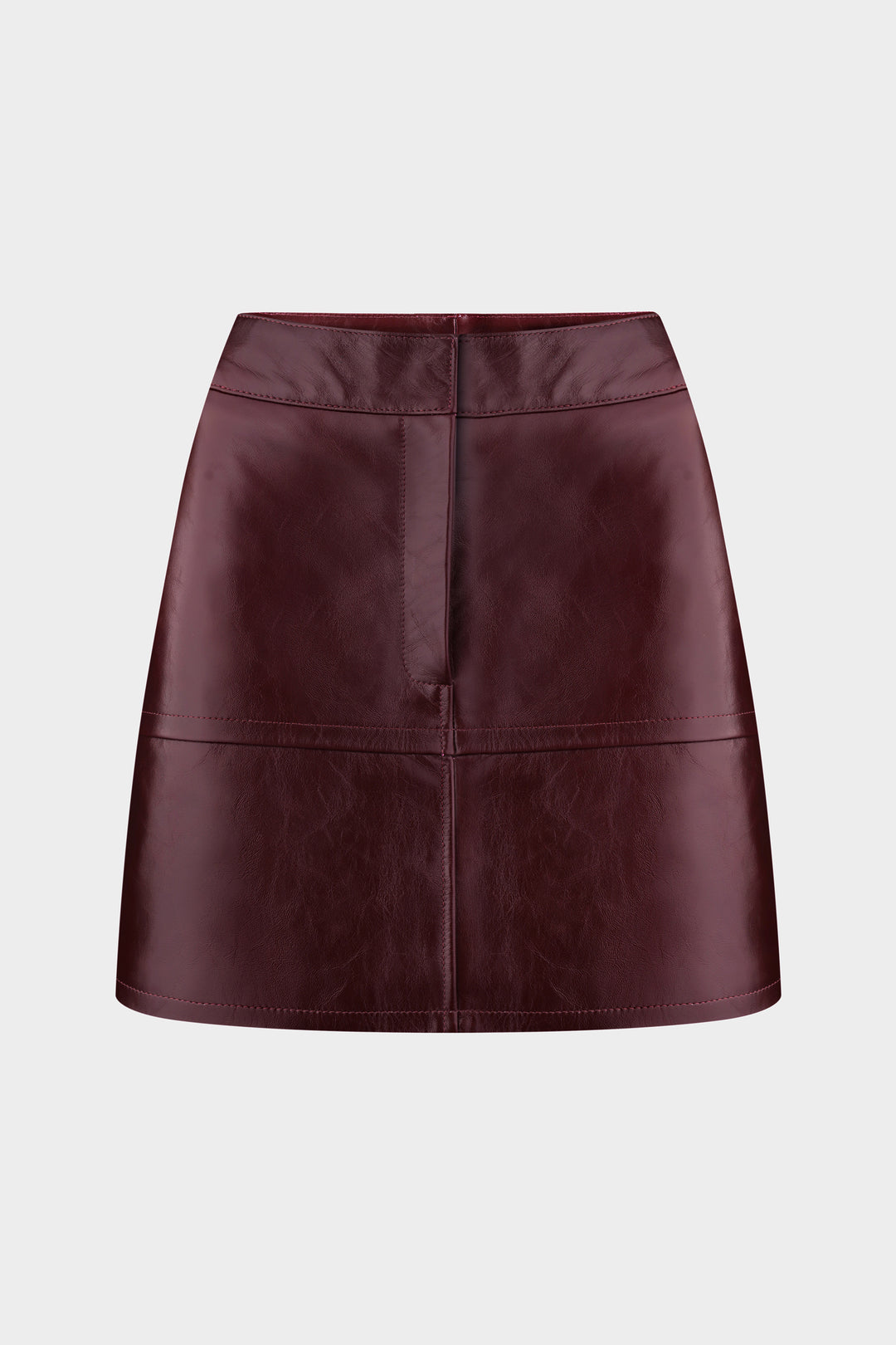 ALEX MINI LEATHER SKIRT IN MERLOT