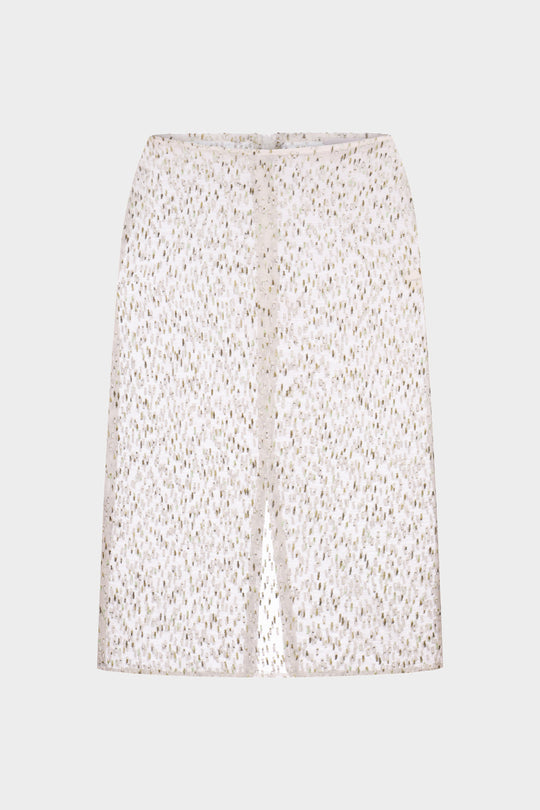 DOTTIE GAUZY KNEE-LENGHT SKIRT IN WHITE