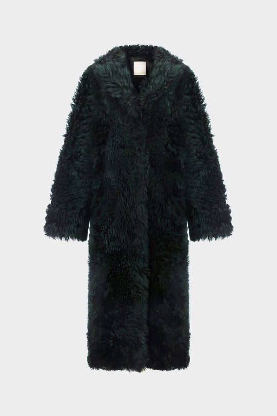 MARGOT SHEARLING COAT IN EMERALD GREEN