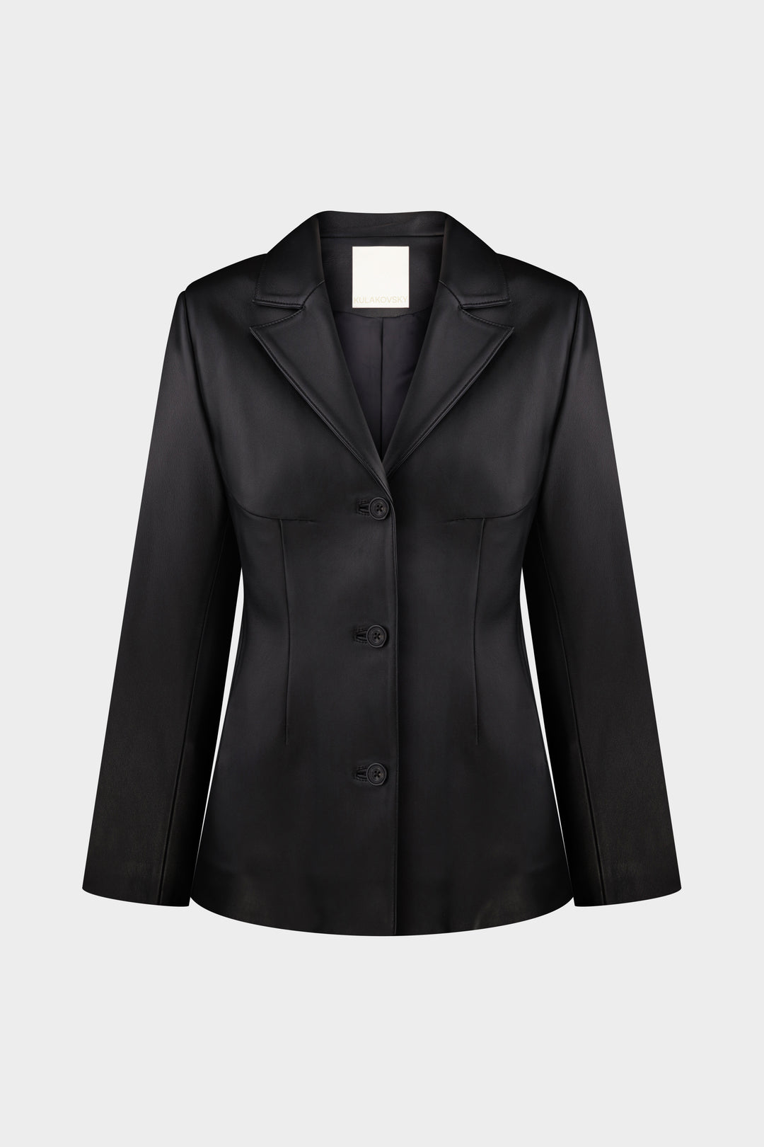 GIA SILHOUETTED LEATHER BLAZER JACKET IN BLACK