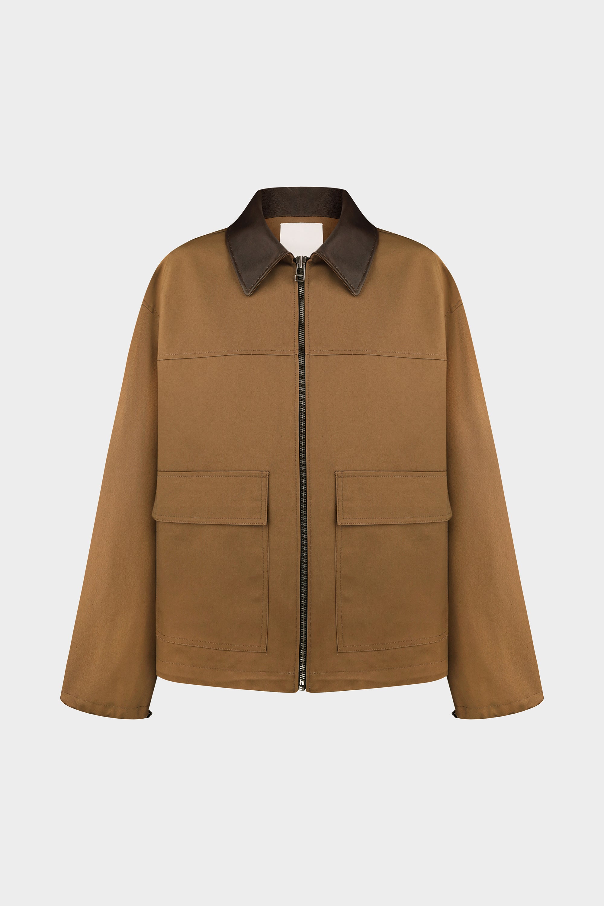 PADDED ADEL ELONGATED JACKET WITH LEATHER COLLAR IN BROWN