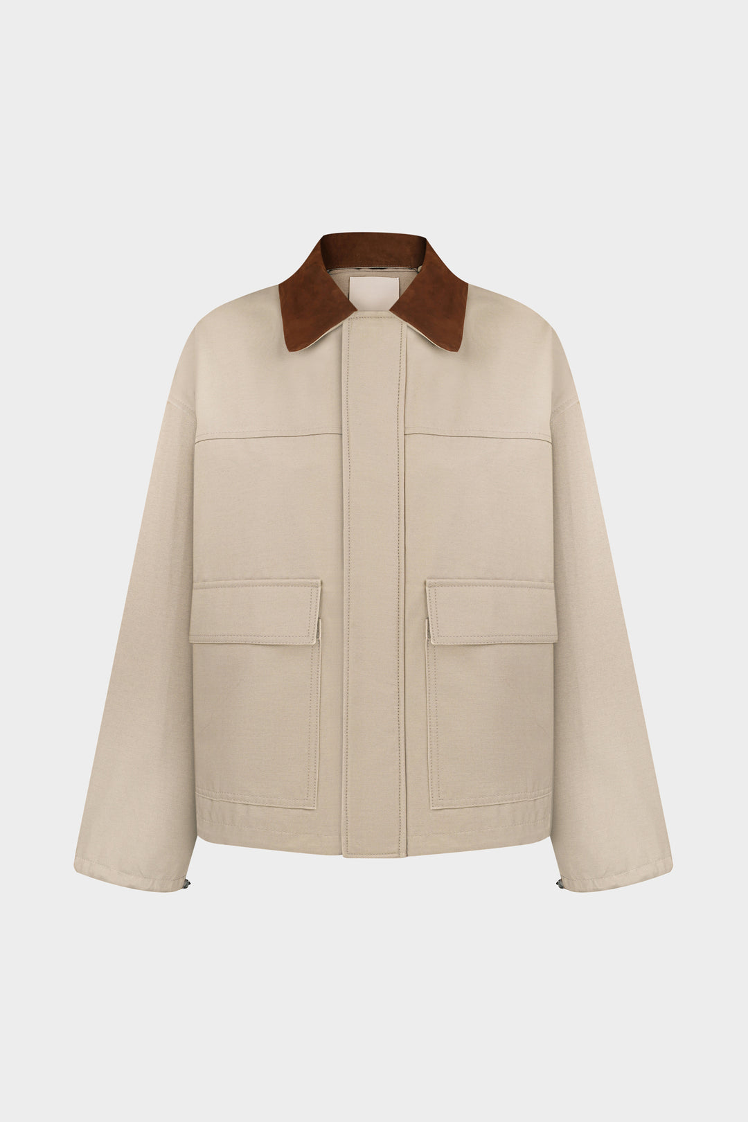 ADEL ELONGATED JACKET WITH REMOVABLE SUEDE COLLAR IN BEIGE