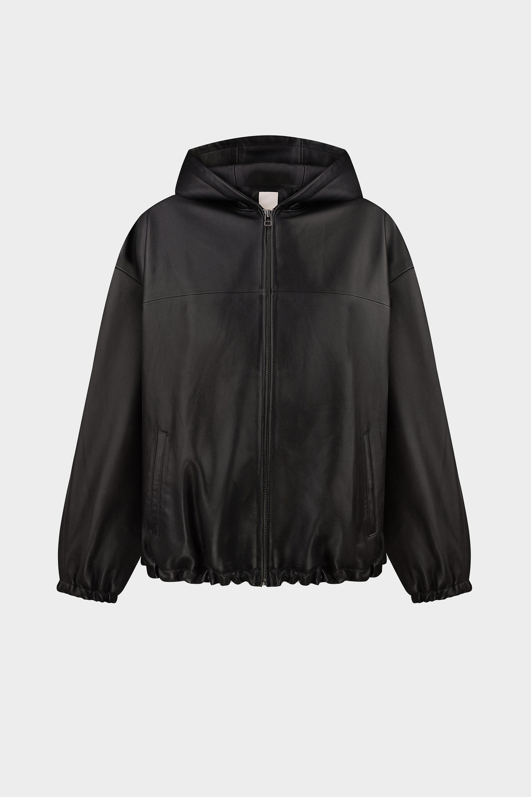 MARIO LEATHER HOODED JACKET IN BLACK