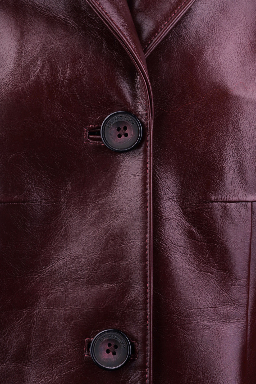 GIA SILHOUETTED LONG LEATHER COAT IN MERLOT