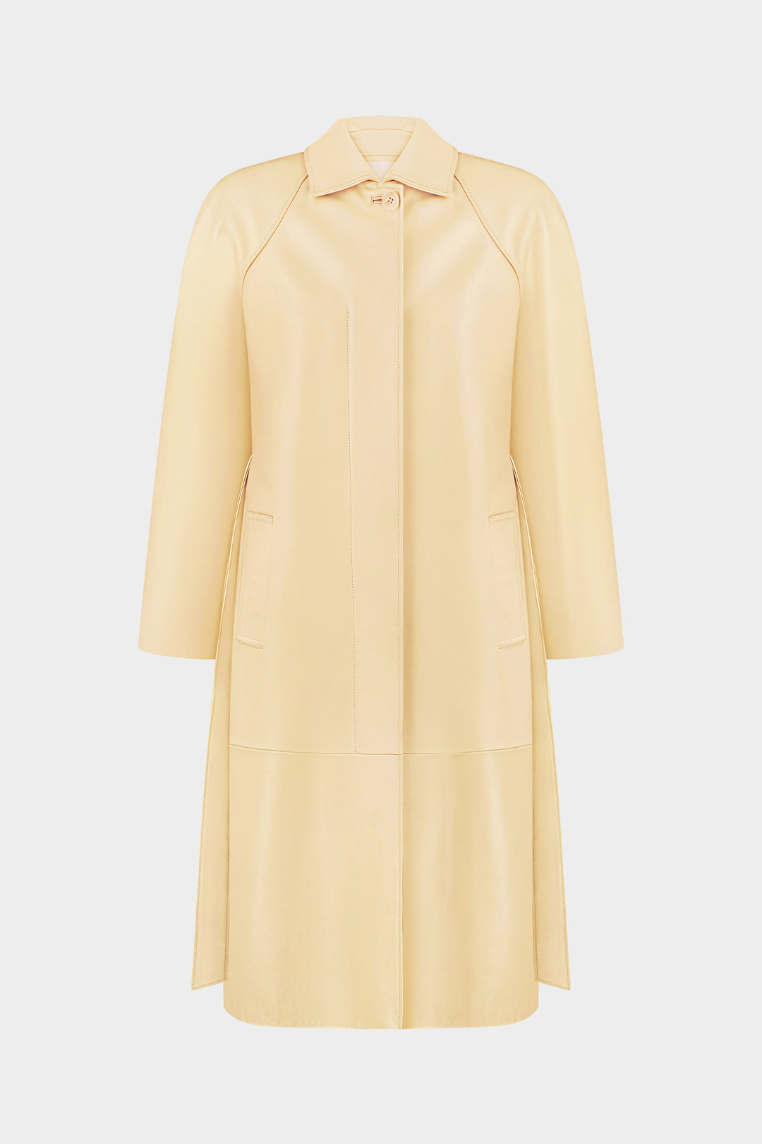 POLLY LEATHER COAT IN PALE BANANA