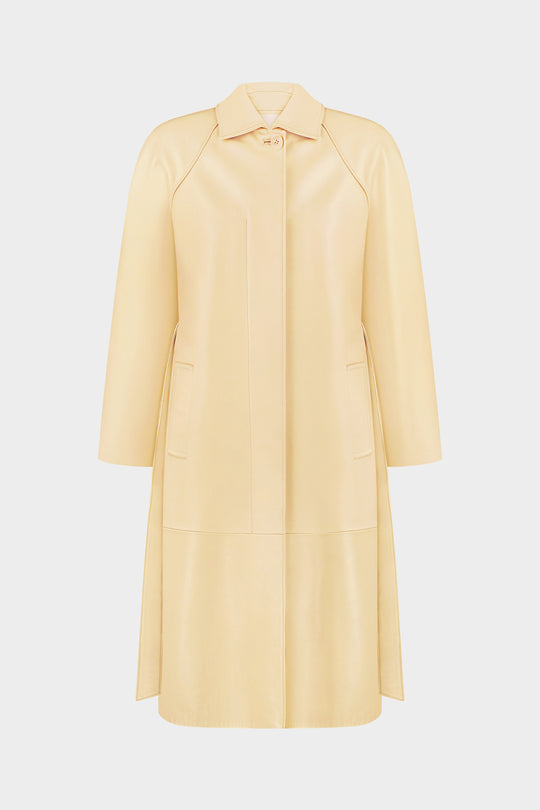 POLLY LEATHER COAT IN PALE BANANA