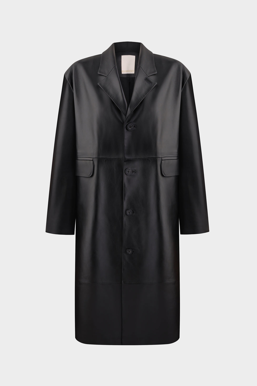 AMBITION OVERSIZED BELTED LEATHER COAT IN BLACK