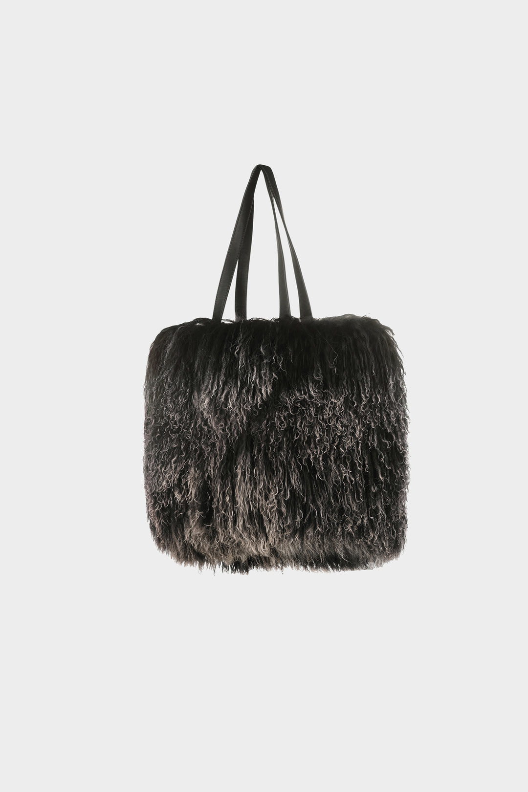 FLUFFY SHEARLING TOTE BAG IN BLACK