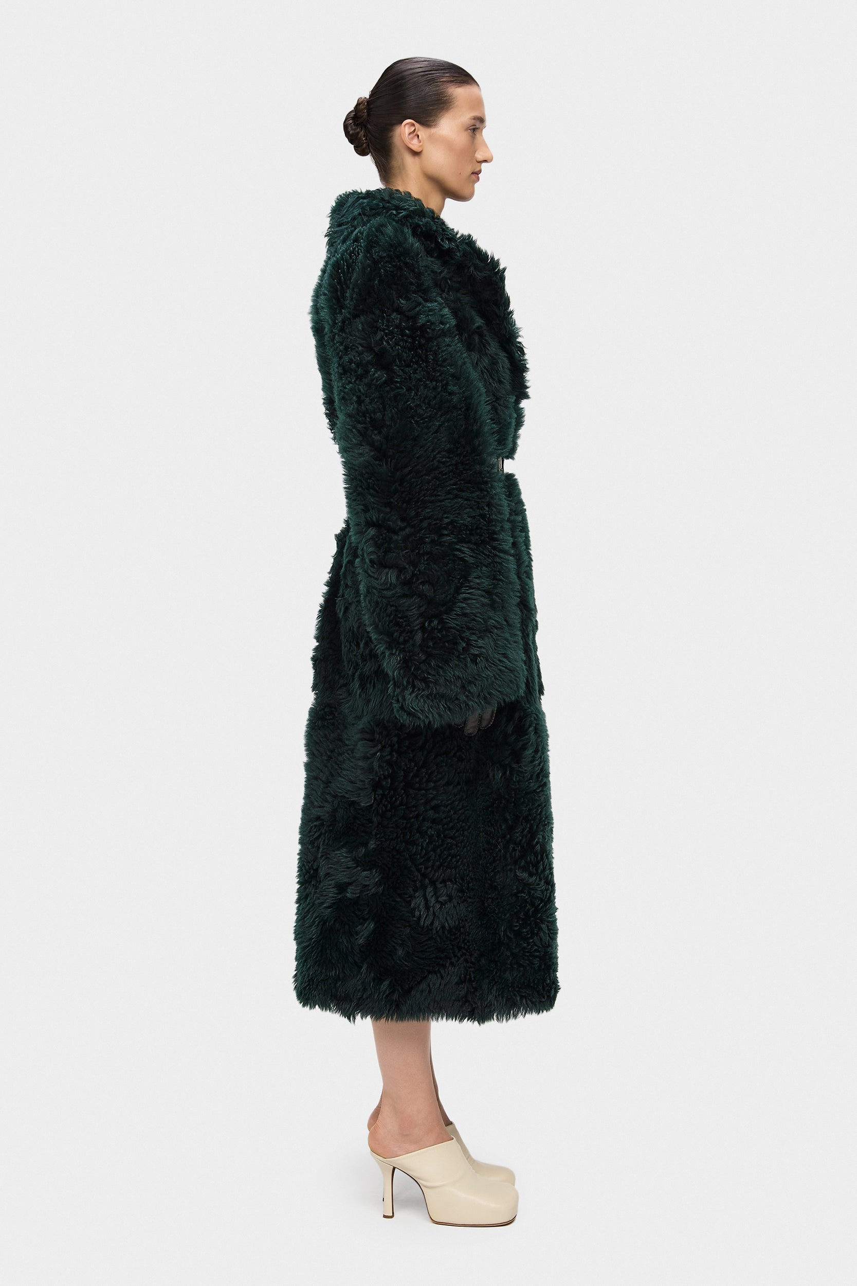 Margot Shearling Coat In Emerald Green (2221/6)