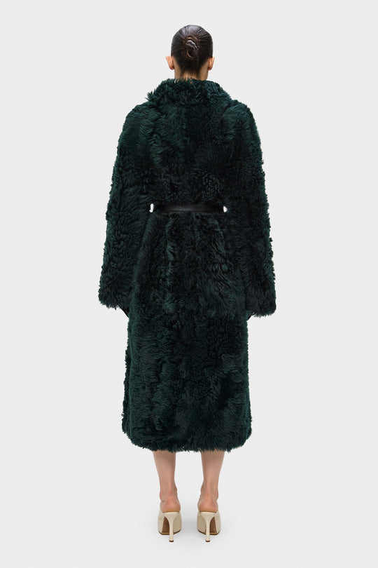 MARGOT SHEARLING COAT IN EMERALD GREEN