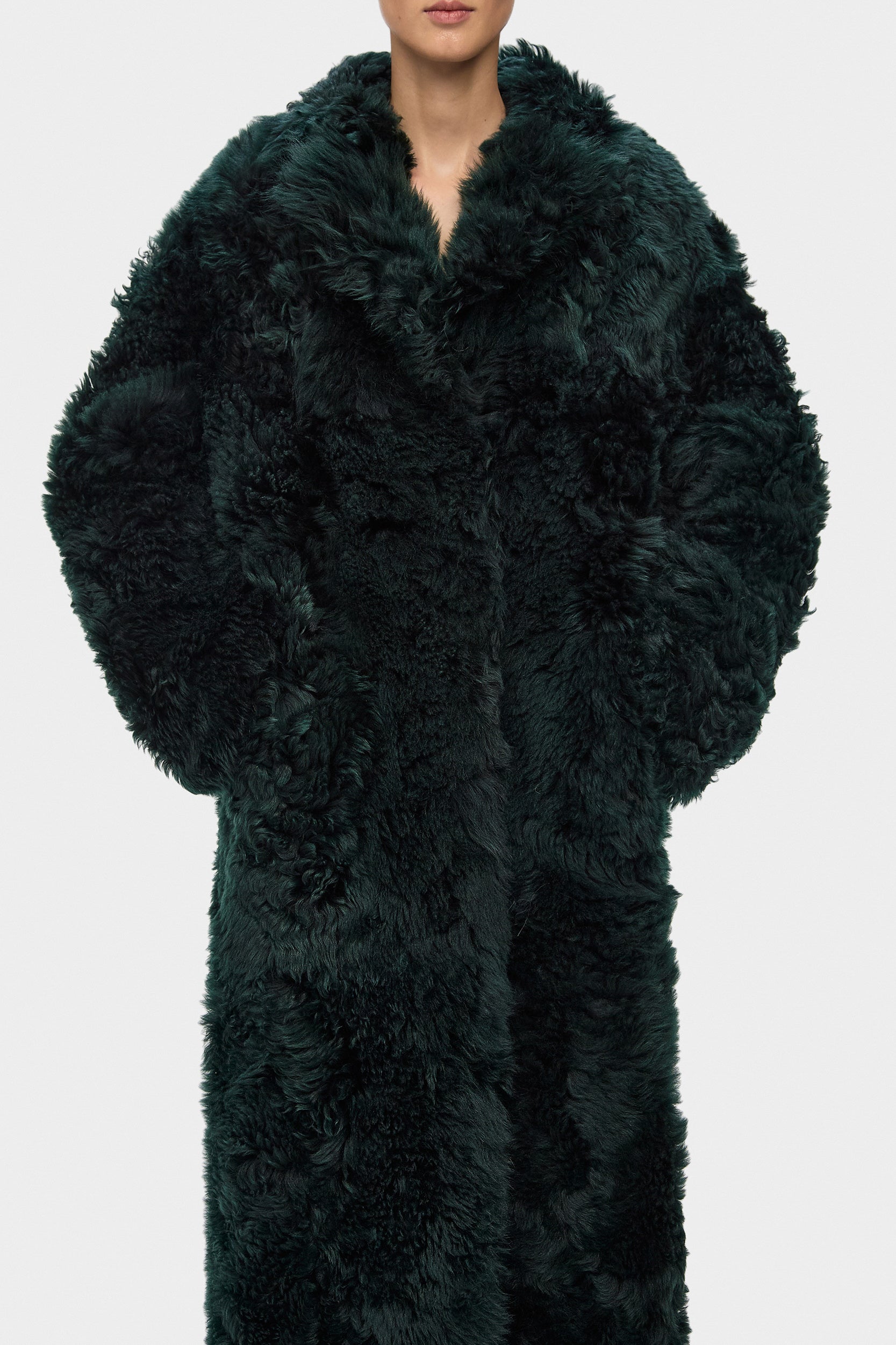 Margot Shearling Coat In Emerald Green (2221/6)