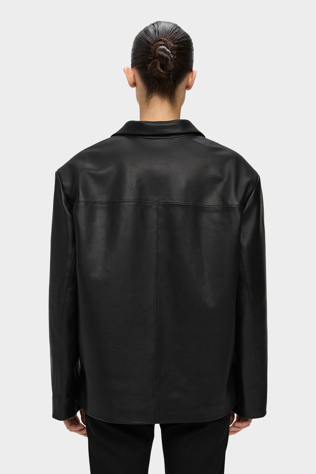 KEITH PLAIN LEATHER JACKET IN BLACK