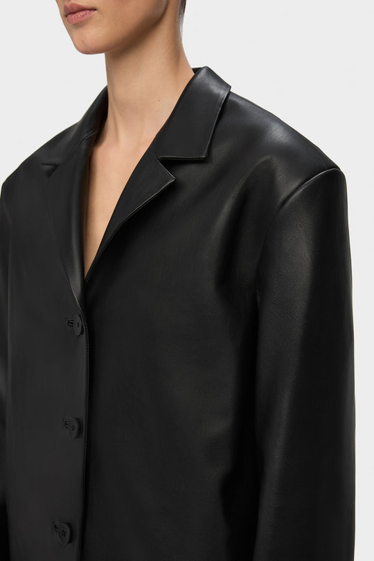 KEITH PLAIN LEATHER JACKET IN BLACK