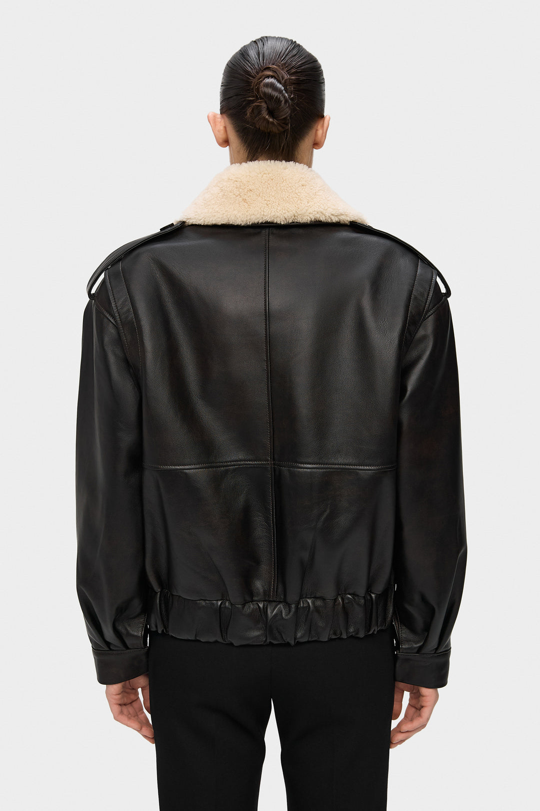 THOM LEATHER BOMBER JACKET IN DARK BROWN