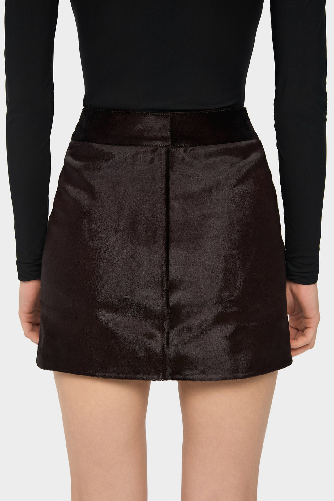 BELLA PONY HAIR MINI SKIRT IN BROWN