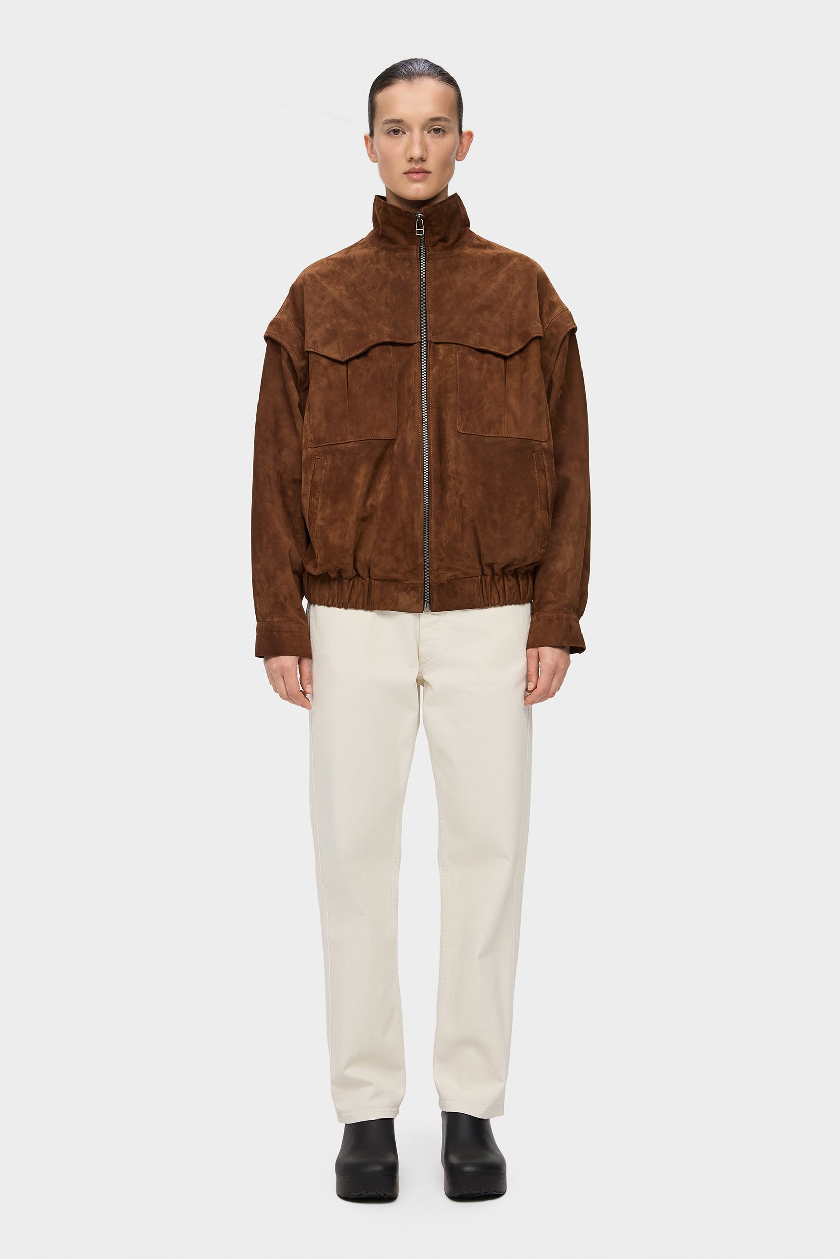 Rachel elongated transformable bomber jacket