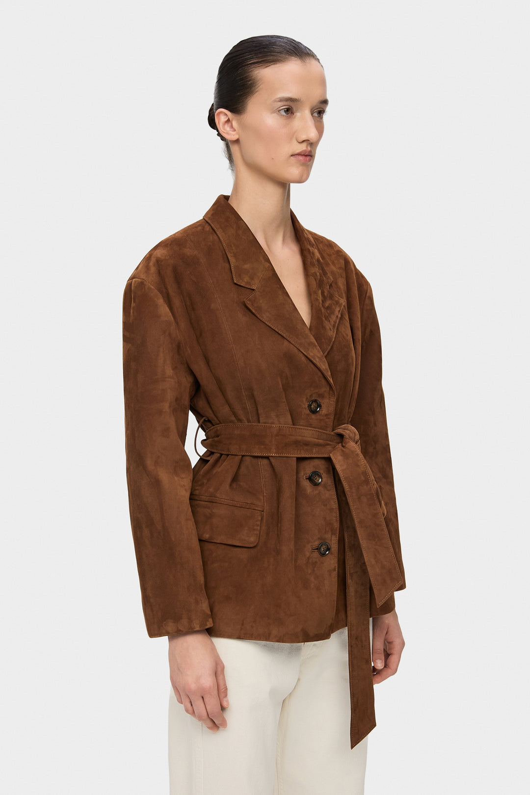 AMBITION OVERSIZED SUEDE BELTED JACKET