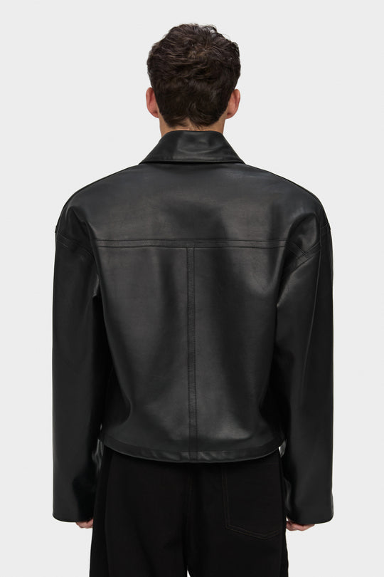 LUCA CROPPED LEATHER JACKET IN BLACK