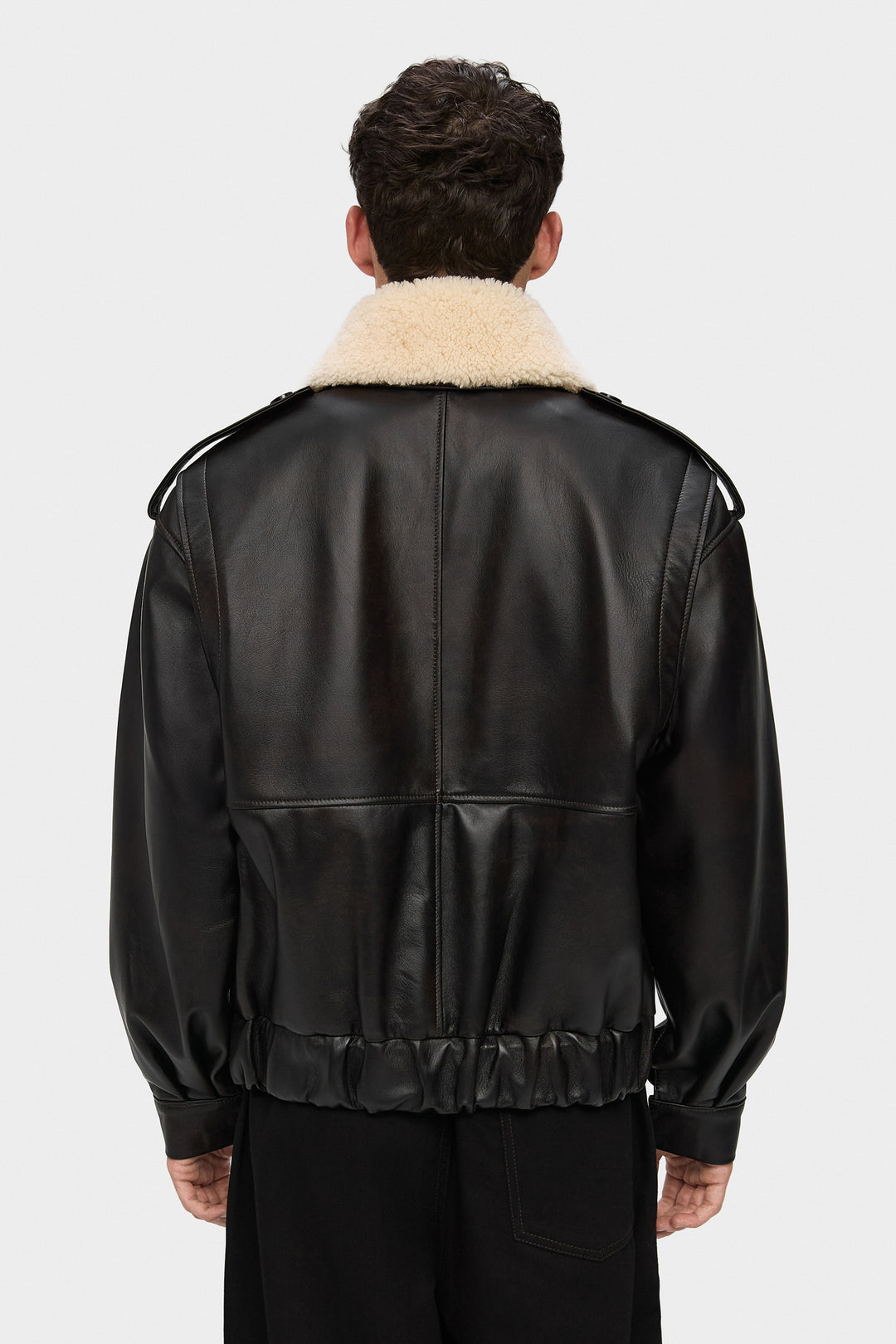 THOM LEATHER BOMBER JACKET IN DARK BROWN