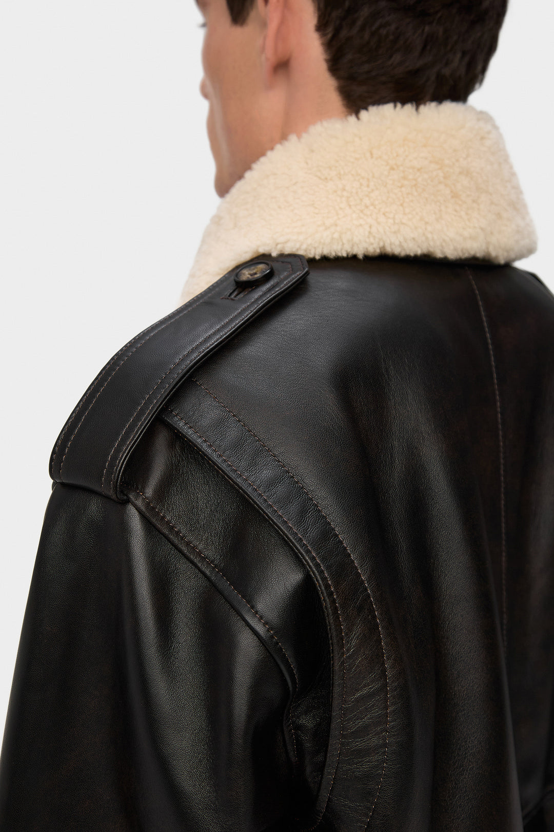 THOM LEATHER BOMBER JACKET IN DARK BROWN