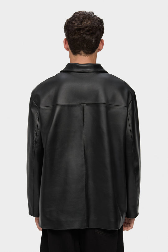 VINCENT LEATHER JACKET WITH 4 POCKETS IN BLACK