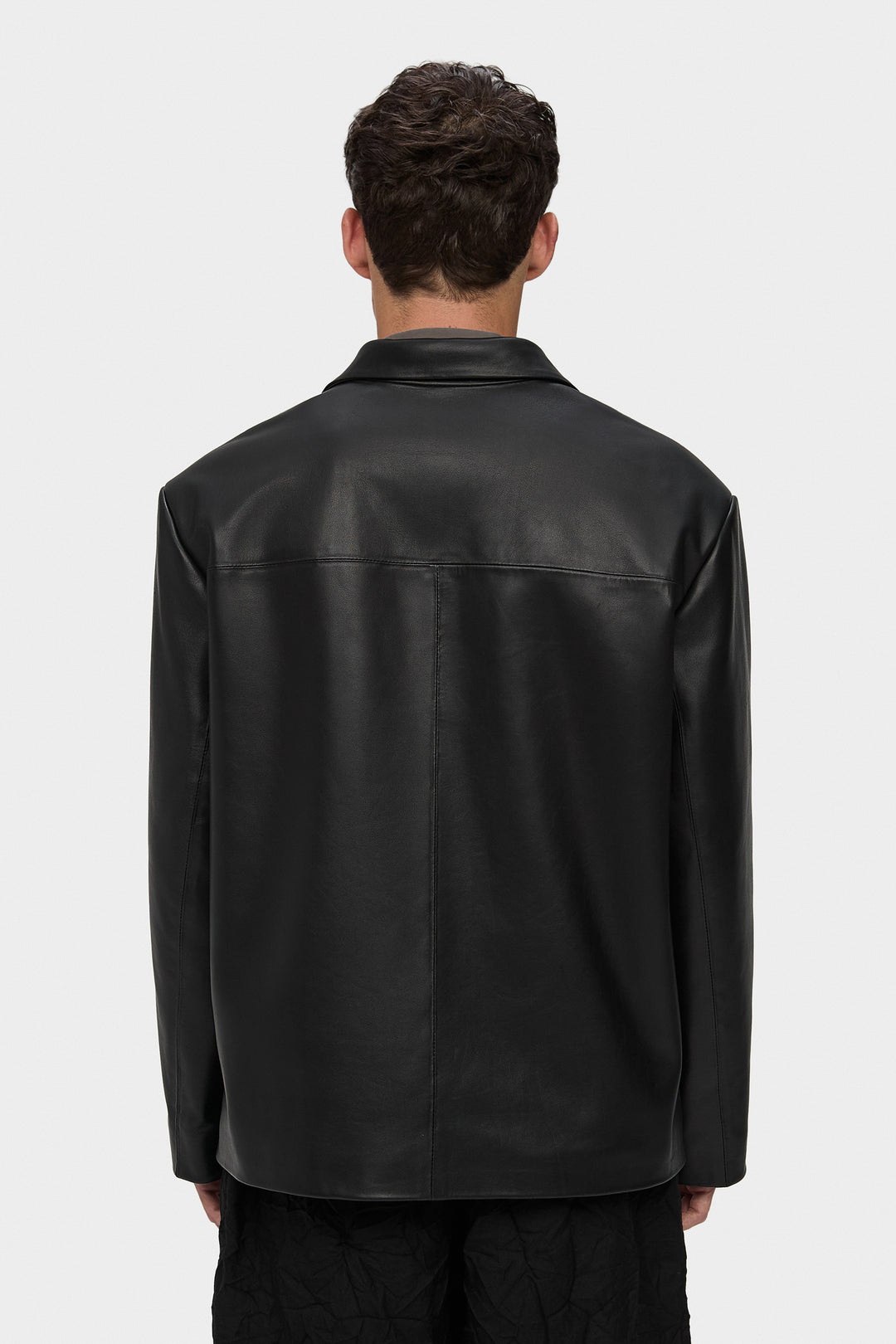 KEITH PLAIN LEATHER BLAZER JACKET IN BLACK