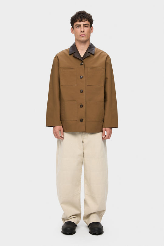 VINCENT CANVAS JACKET WITH 4 POCKETS IN BROWN