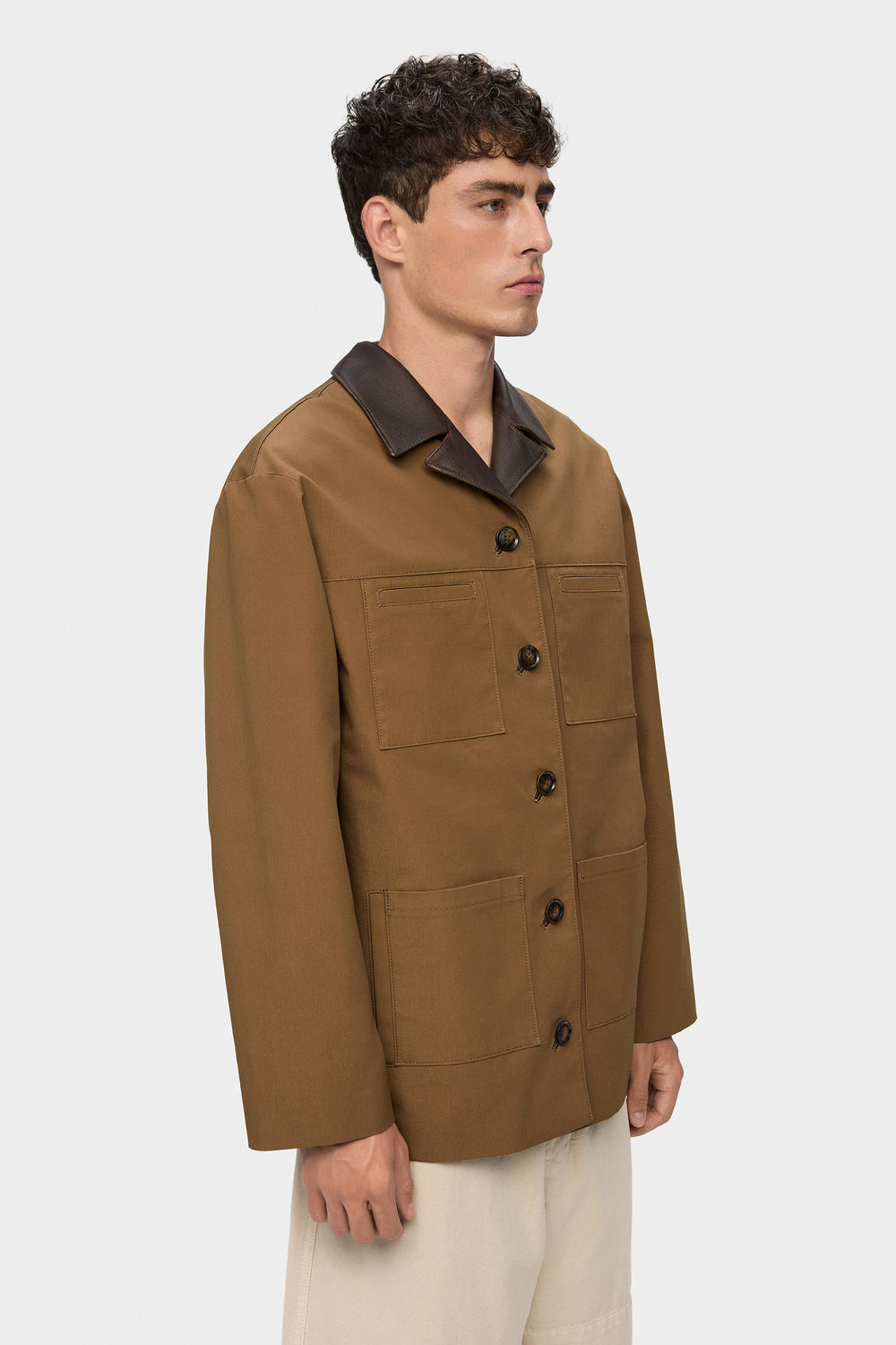 VINCENT CANVAS JACKET WITH 4 POCKETS IN BROWN