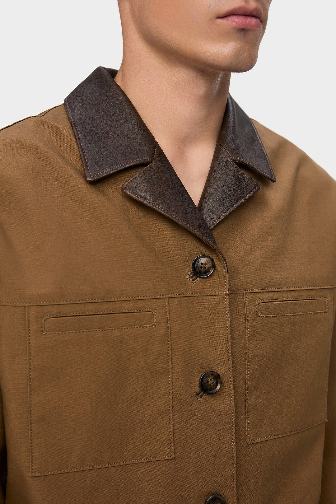 VINCENT CANVAS JACKET WITH 4 POCKETS IN BROWN