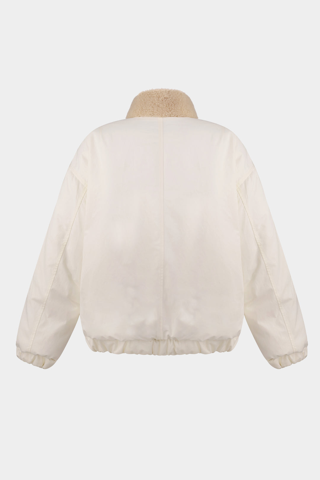 AARON PUFFER JACKET WITH SHEARLING COLLAR IN MILK