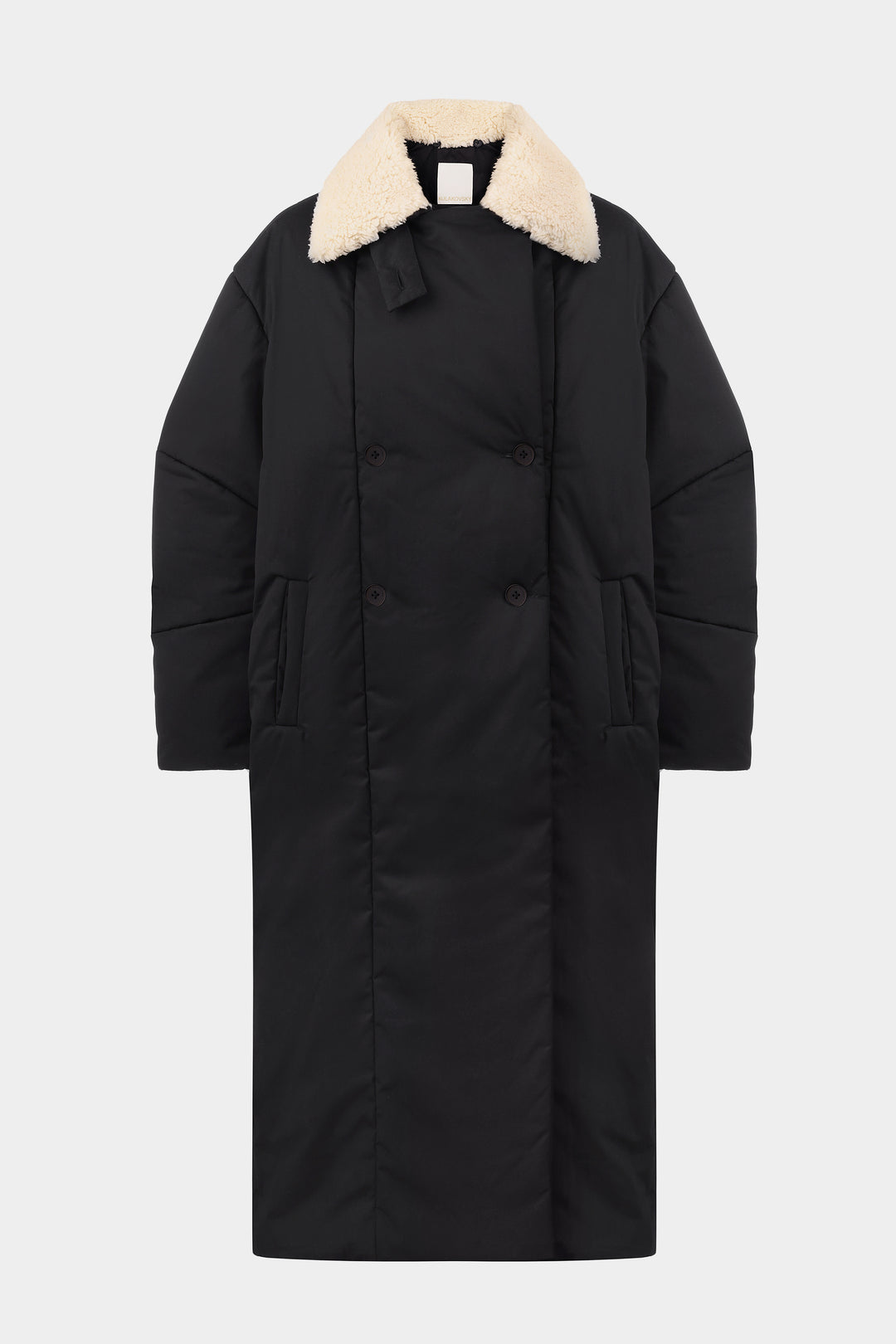 OSTIN PUFFER COAT WITH DETACHABLE SHEARLING COLLAR IN BLACK