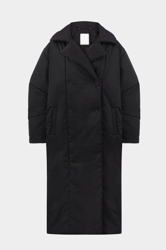 OSTIN PUFFER COAT WITH DETACHABLE SHEARLING COLLAR IN BLACK