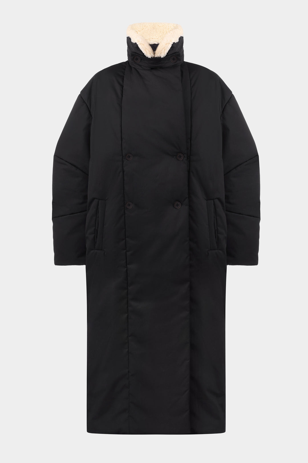 OSTIN PUFFER COAT WITH DETACHABLE SHEARLING COLLAR IN BLACK