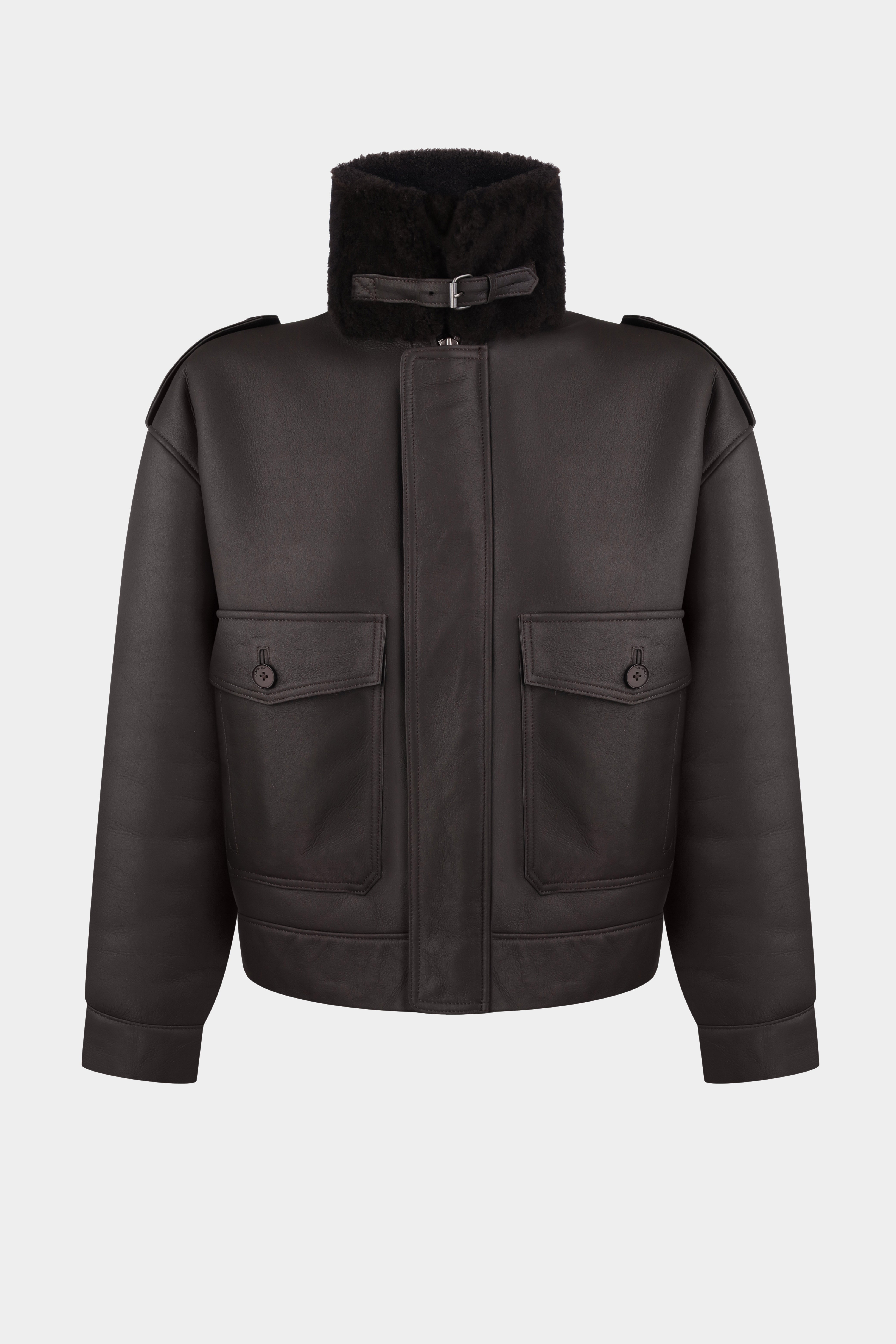 THOM SHEARLING BOMBER JACKET IN DARK BROWN (2307/2)