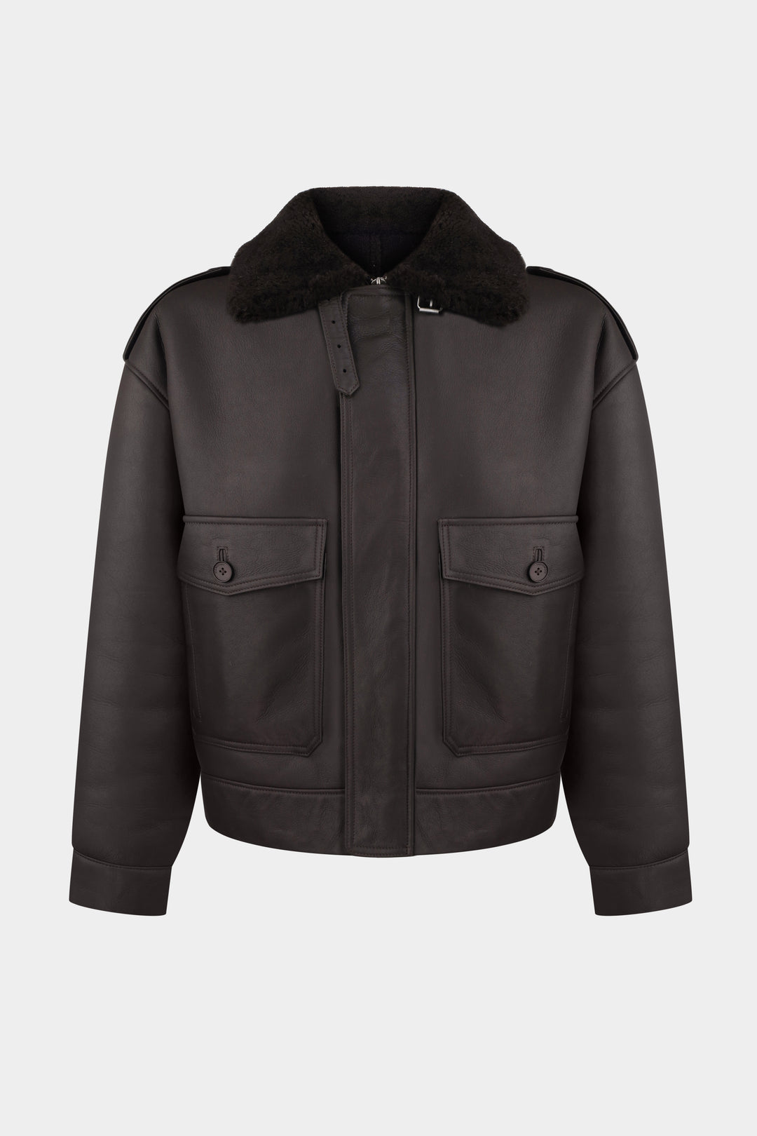 THOM SHEARLING BOMBER JACKET IN DARK BROWN