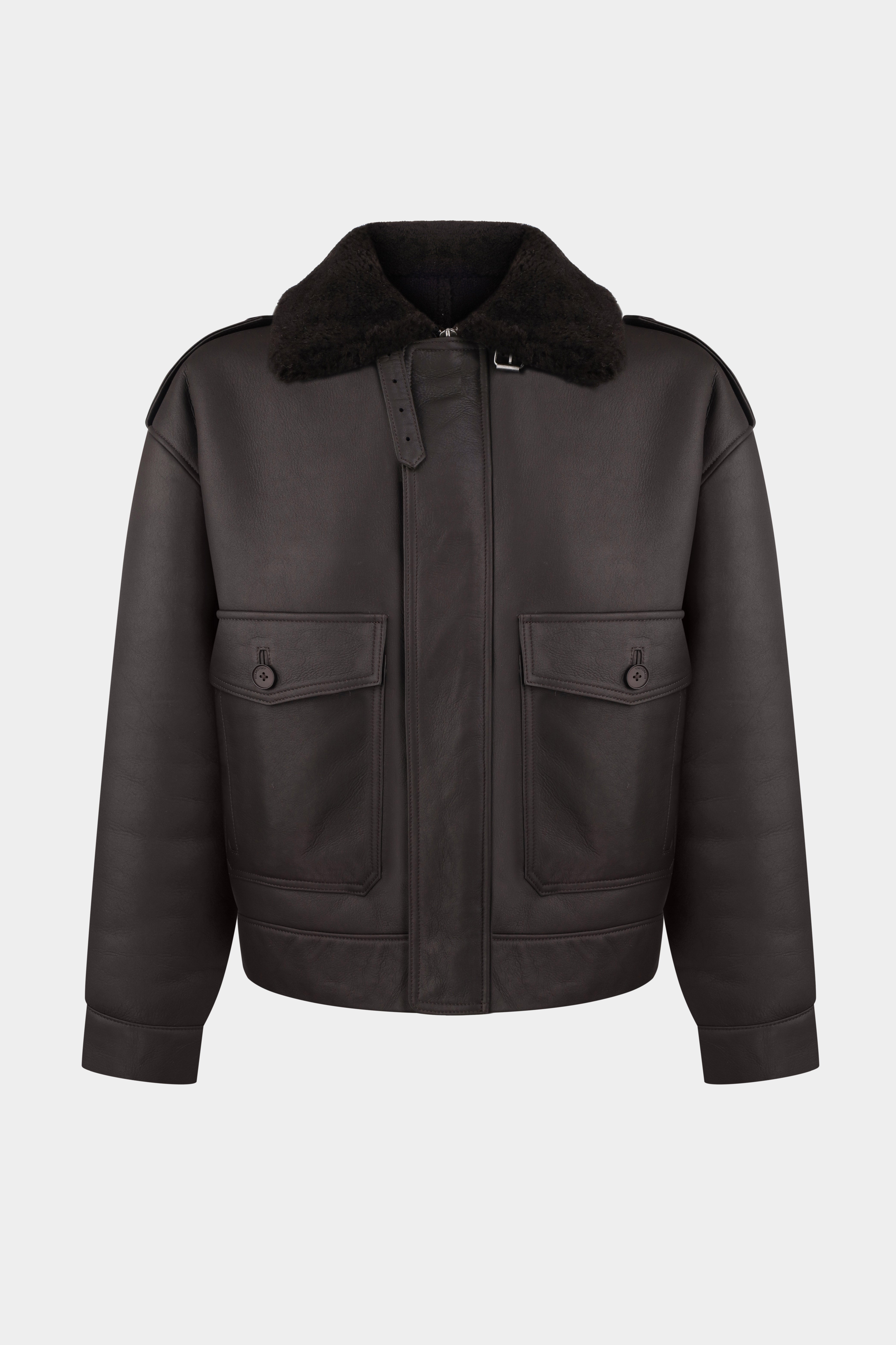 THOM SHEARLING BOMBER JACKET IN DARK BROWN (2307/2)