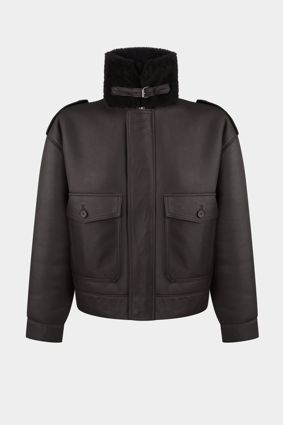 THOM SHEARLING BOMBER JACKET IN DARK BROWN