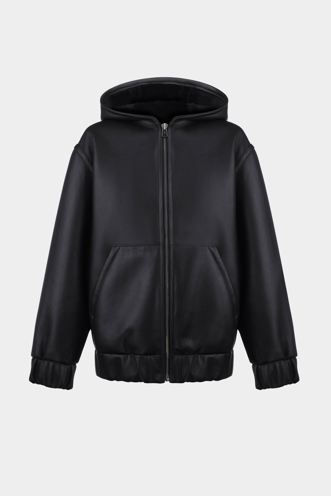 MERINO SHEARLING HOODED JACKET IN BLACK