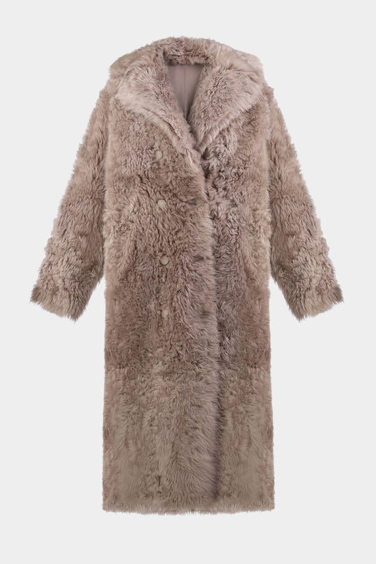 SELENA REVERSIBLE SHEARLING COAT IN DUST GREY