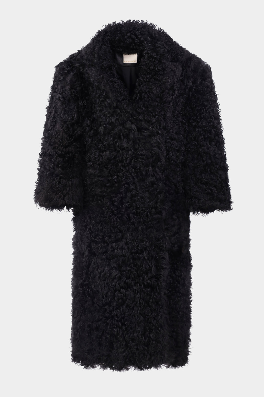 SAMANTHA SHEARLING COAT WITH WIDE SHOULDERS IN BLACK