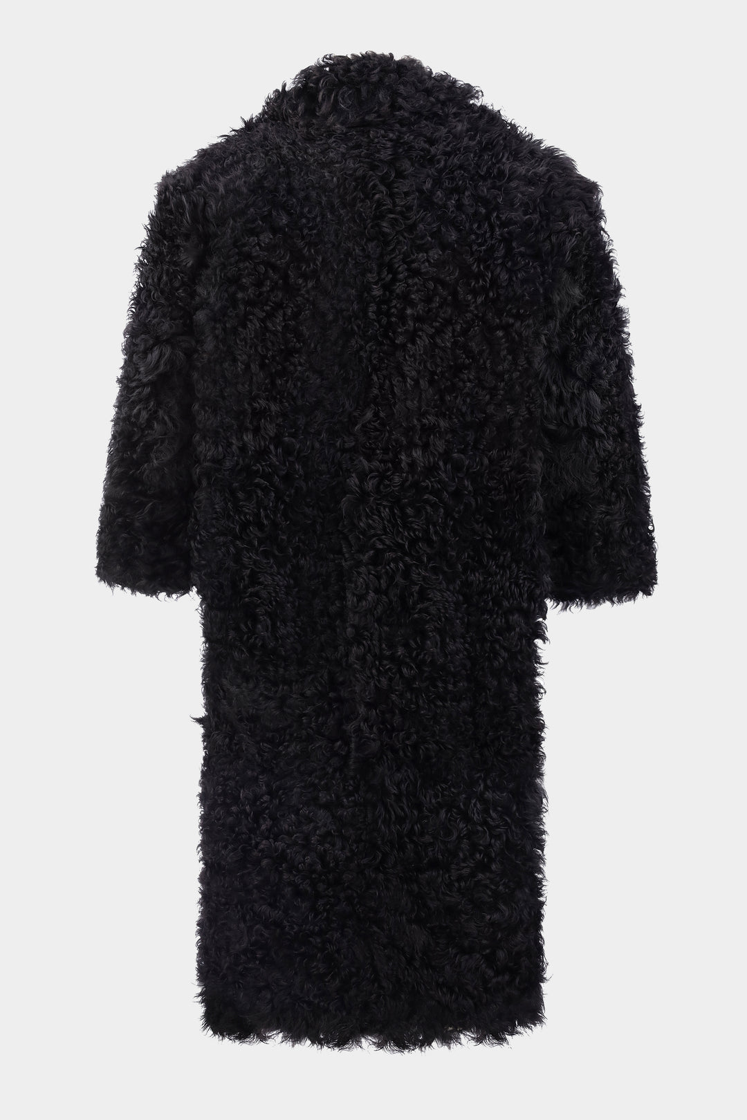 SAMANTHA SHEARLING COAT WITH WIDE SHOULDERS IN BLACK