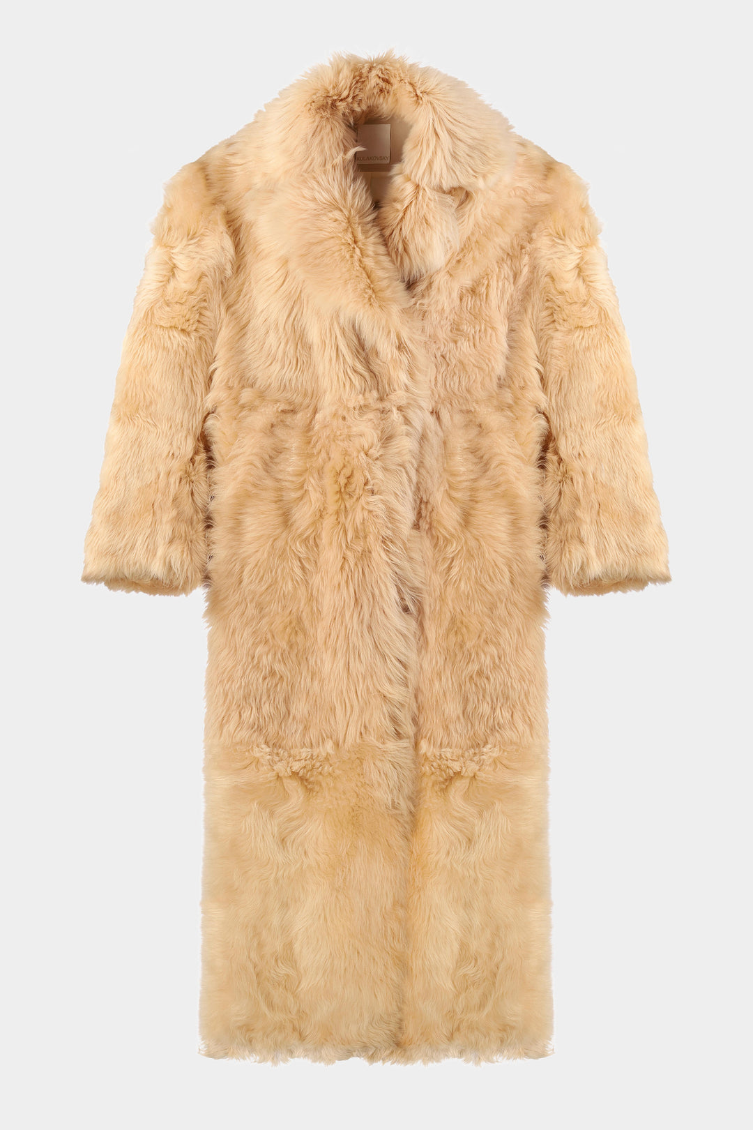 SAMANTHA SHEARLING COAT WITH WIDE SHOULDERS IN BEIGE