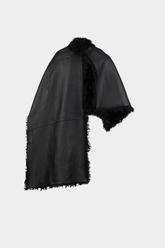 THEA DOUBLE-SIDED SHEARLING SCARF IN BLACK