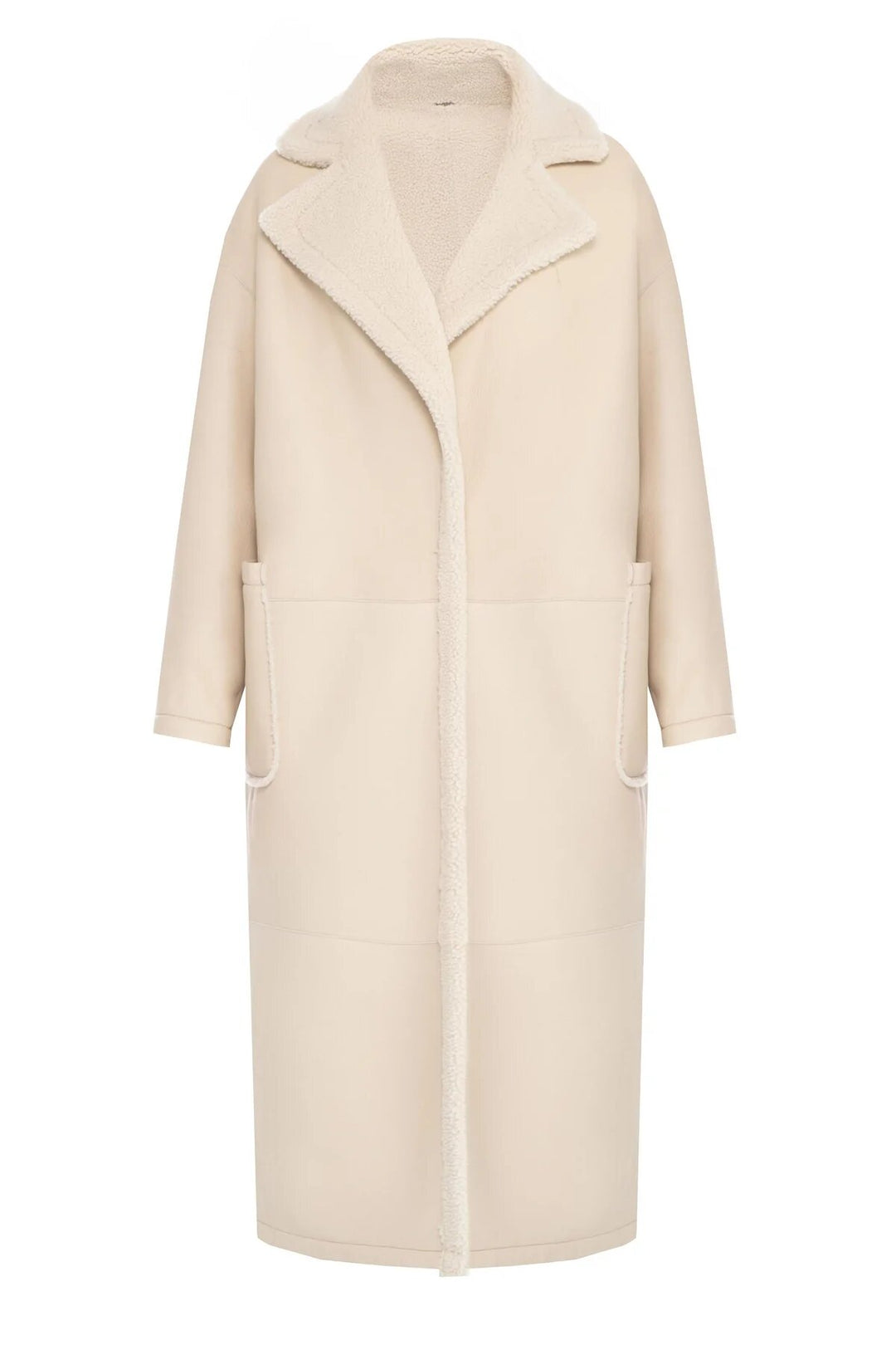 DIANA REVERSIBLE SHEARLING COAT IN MILK