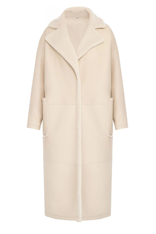 DIANA REVERSIBLE SHEARLING COAT IN MILK